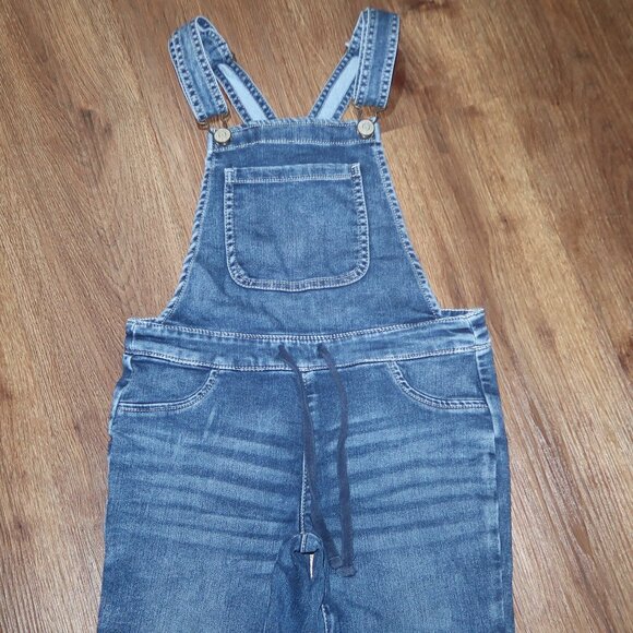 Girls Justice Stretch Denim Blue Jean Overalls Adjustable Straps Skinny Leg 12 - Picture 3 of 5
